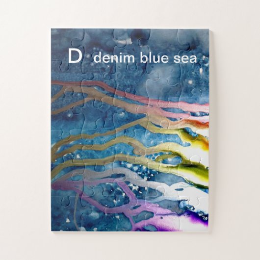 D - Denim Blue Zee Alphabet Art Puzzle Legpuzzel (Verticaal)