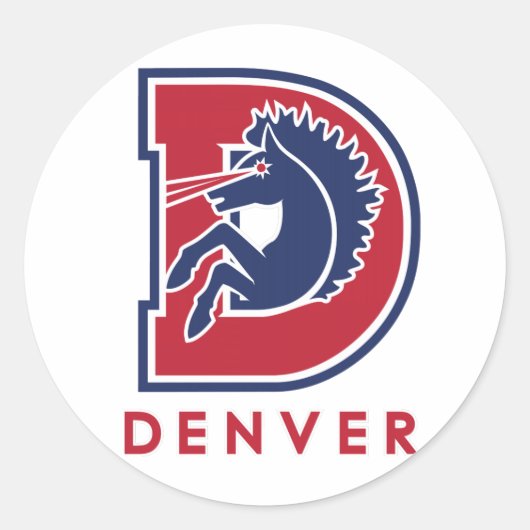 D Denver Logo Ronde Sticker (Voorkant)