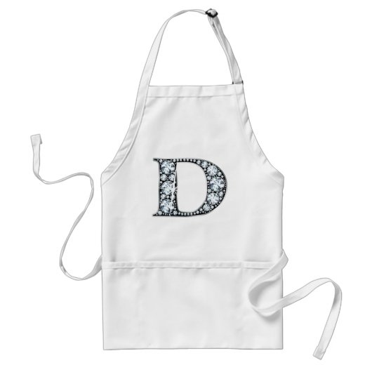 "D" Diamond Bling Apron Standaard Schort (Voorkant)