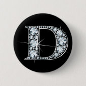 "D" Diamond Bling Button (Voorkant)