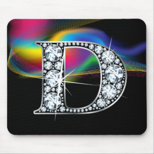 "D" Diamond Bling met regenboogwervelkolom Mousepa Muismat