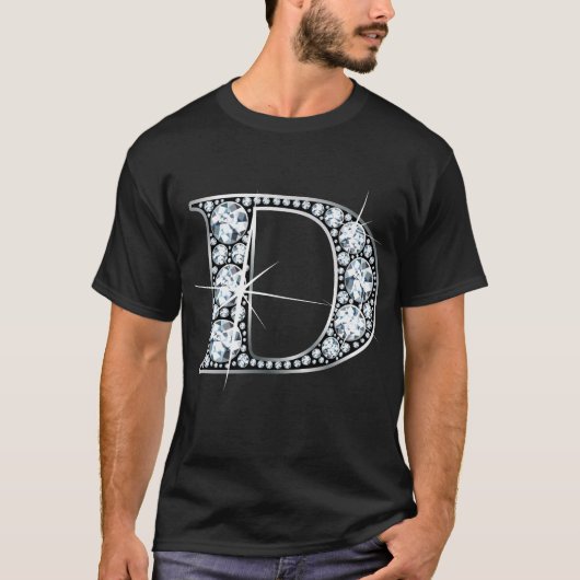 "D" Diamond Bling T-Shirt (Voorkant)