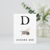 "D" Digger Bee Briefkaart (Staand voorkant)