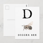 "D" Digger Bee Briefkaart (Voorkant / Achterkant)