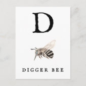 "D" Digger Bee Briefkaart (Voorkant)