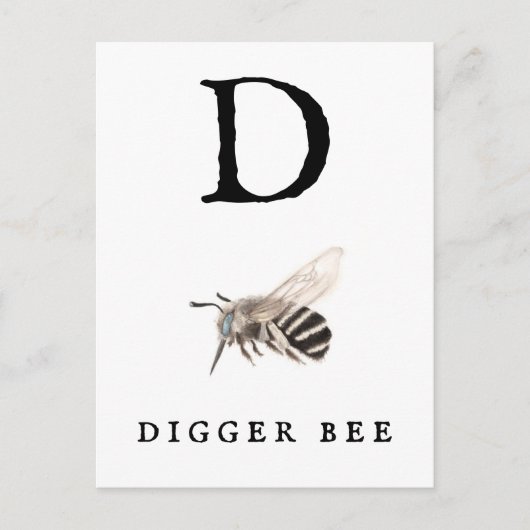 "D" Digger Bee Briefkaart (Voorkant)