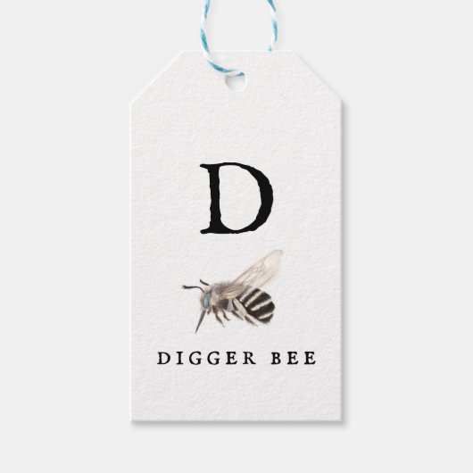 "D" Digger Bee Cadeaulabel (Voorkant)