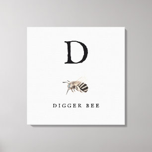 "D" Digger Bee Canvas Afdruk