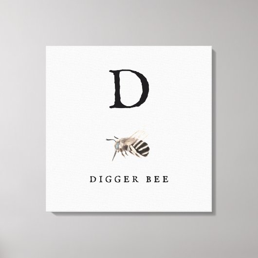 "D" Digger Bee Canvas Afdruk (Voorkant)