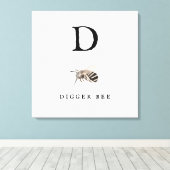 "D" Digger Bee Canvas Afdruk (Insitu (Houten vloer))