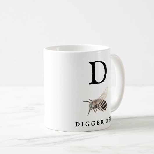 "D" Digger Bee Coffee Mok (Voorkant rechts)