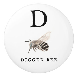 "D" Digger Bee Keramische Knop