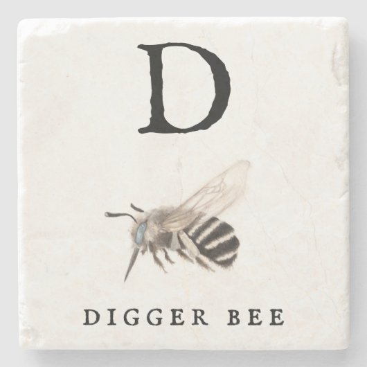 "D" Digger Bee Stenen Onderzetter (Voorkant)