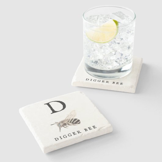 "D" Digger Bee Stone Onderzetter (Zijkant)