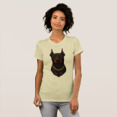 D Doberman dames Zwart en Beige T-shirt (Voorkant volledig)