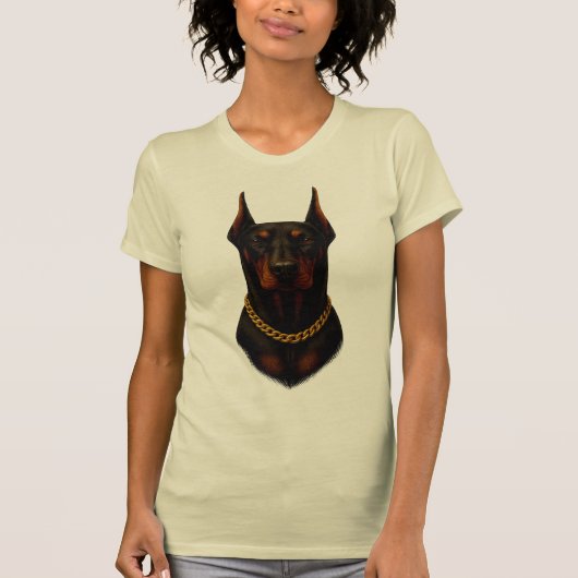 D Doberman dames Zwart en Beige T-shirt (Voorkant)