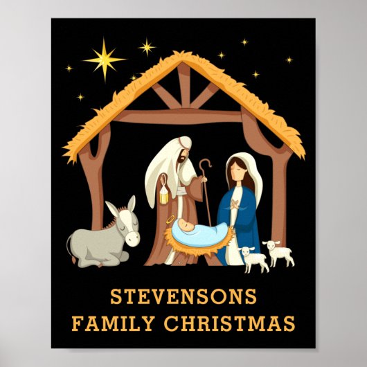 D Family Christmas Baby In A Manger  Poster (Voorkant)