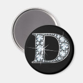 "D" Faux-"Diamond Bling" Magnet (Voorkant / Achterkant)
