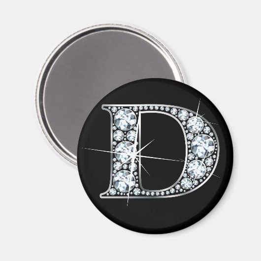 "D" Faux-"Diamond Bling" Magnet (Voorkant / Achterkant)