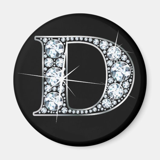 "D" Faux-"Diamond Bling" Magnet (Voorkant)