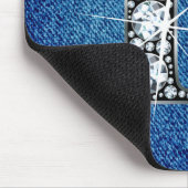 D Faux-"Diamond Bling" op Denim Mousepad Muismat (Hoek)