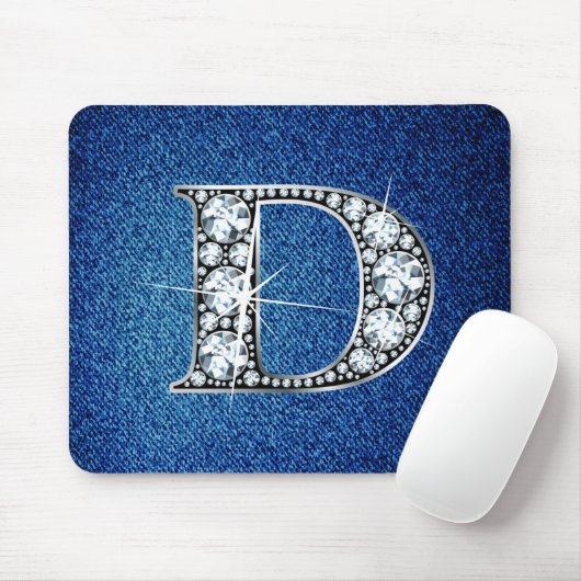 D Faux-"Diamond Bling" op Denim Mousepad Muismat (Met muis)