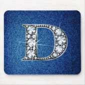 D Faux-"Diamond Bling" op Denim Mousepad Muismat (Voorkant)