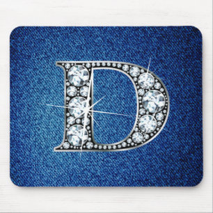 D Faux-"Diamond Bling" op Denim Mousepad Muismat