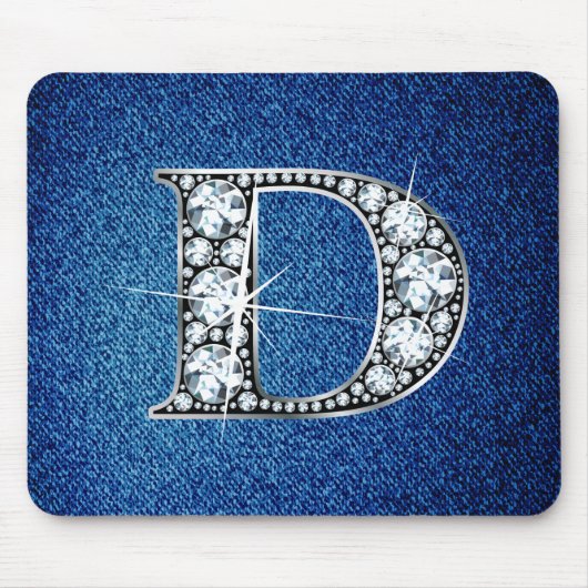 D Faux-"Diamond Bling" op Denim Mousepad Muismat (Voorkant)