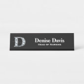 D Faux Diamond Desk Bureau Naambordje (Voorkant)