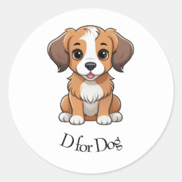 D for Dog Ronde Sticker