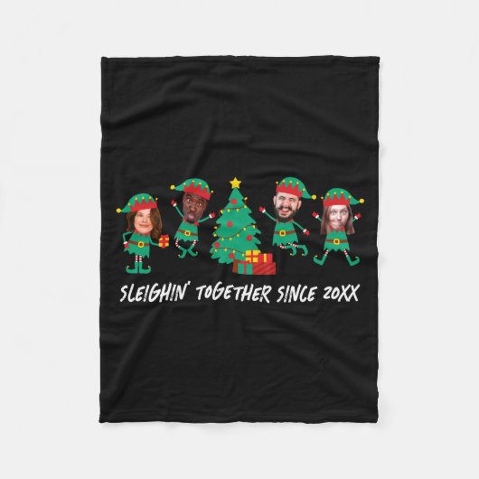 D Funny Face Photo Christmas Elf Fleece Deken (Voorkant)