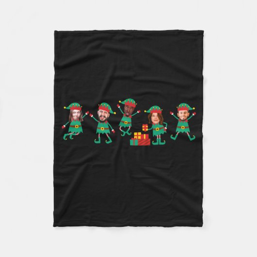 D Funny Face Photo Christmas Elf  Fleece Deken (Voorkant)