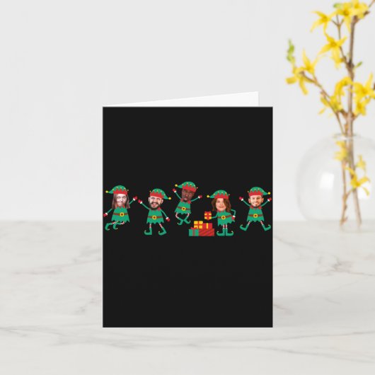 D Funny Face Photo Christmas Elf Kaart (Gele Bloem)