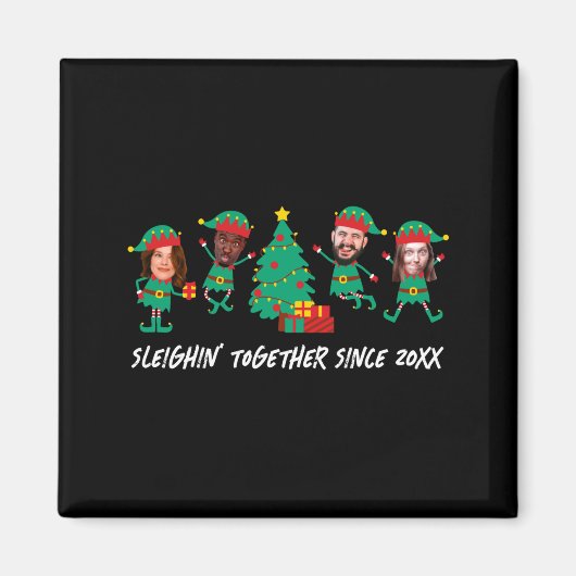 D Funny Face Photo Christmas Elf  Magneet (Voorkant)