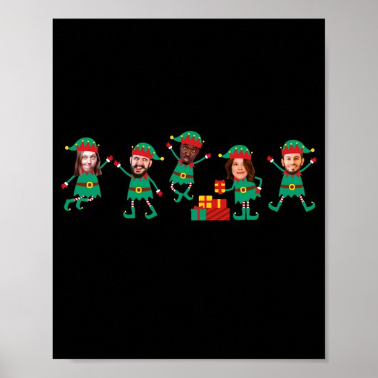 D Funny Face Photo Christmas Elf  Poster (Voorkant)