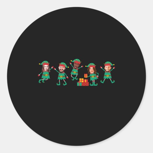 D Funny Face Photo Christmas Elf  Ronde Sticker (Voorkant)