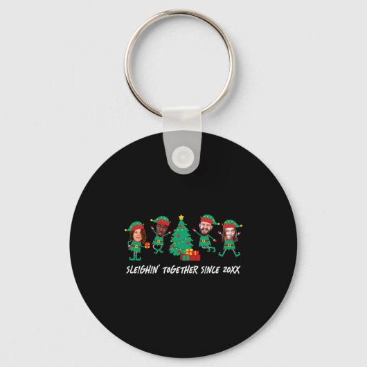 D Funny Face Photo Christmas Elf Sleutelhanger (Voorkant)