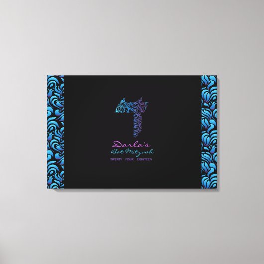 D Geselecteerde Hebreeuwse brief Bat Mitzvah Sign- Canvas Afdruk (Voorkant)