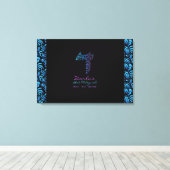 D Geselecteerde Hebreeuwse brief Bat Mitzvah Sign- Canvas Afdruk (Insitu (Houten vloer))