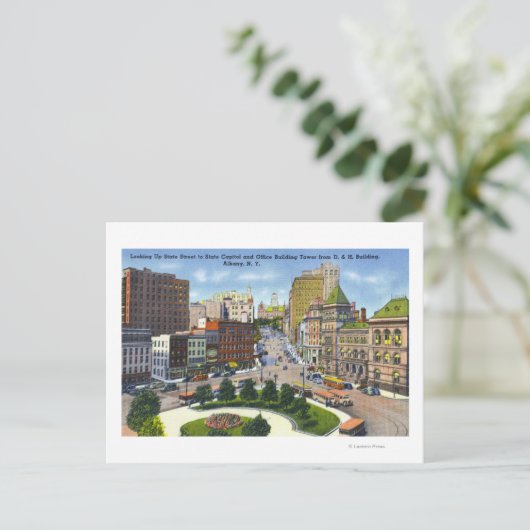 D & H Bldg Uitzicht van State Street naar Capitol Briefkaart (Staand voorkant)