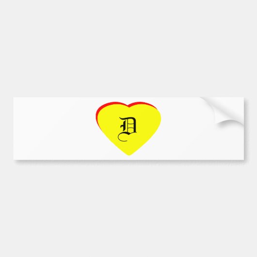 "D" Hart Geel Rood Bruiloftsuitnodiging Het MUSEUM Bumpersticker (Voorkant)