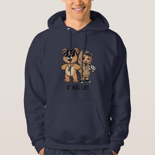 D’ Hug Life Funny Teddy Bear Gangster Hoodie (Voorkant)