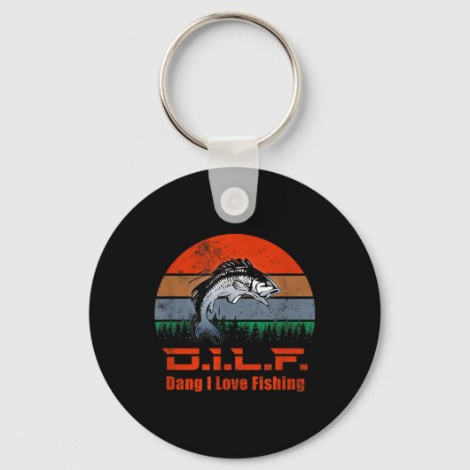 D.i.l.f. - Verdorie, ik hou van vissen _ Grappige  Sleutelhanger (Voorkant)