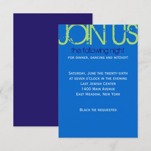 D Initiaal Collectie Bar Bat Mitzvah Party Kaart (Voorkant / Achterkant)