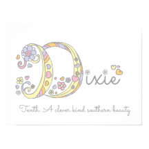 D initiaal Dixie meisjes naam poster