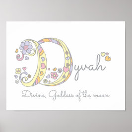 D initiaal Dyvah meisjes naam poster