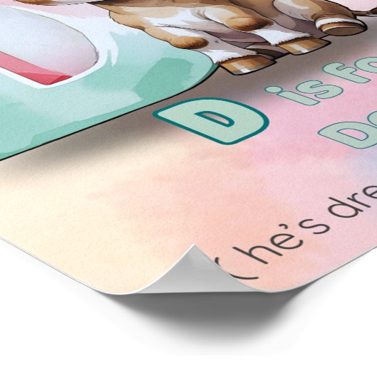 D is for Donkey – Dreamy and Determined ABC Poster (Hoek)