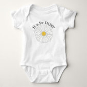 D is voor DAISY Yellow White Flower Blossom ABCs Romper (Voorkant)
