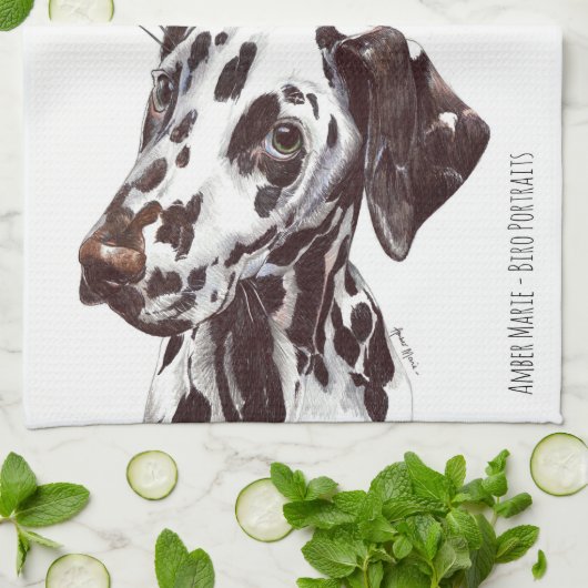 D is voor Dalmatian - Lever en Wit Theedoek (Gevouwen)